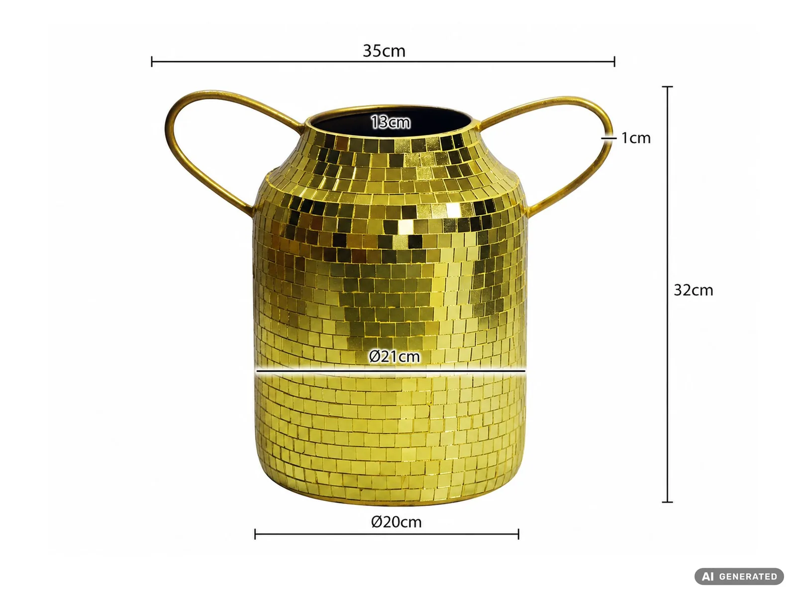 FineBuy Tischvase Aluminium 32cm, 32 cm – für Trockenblumen