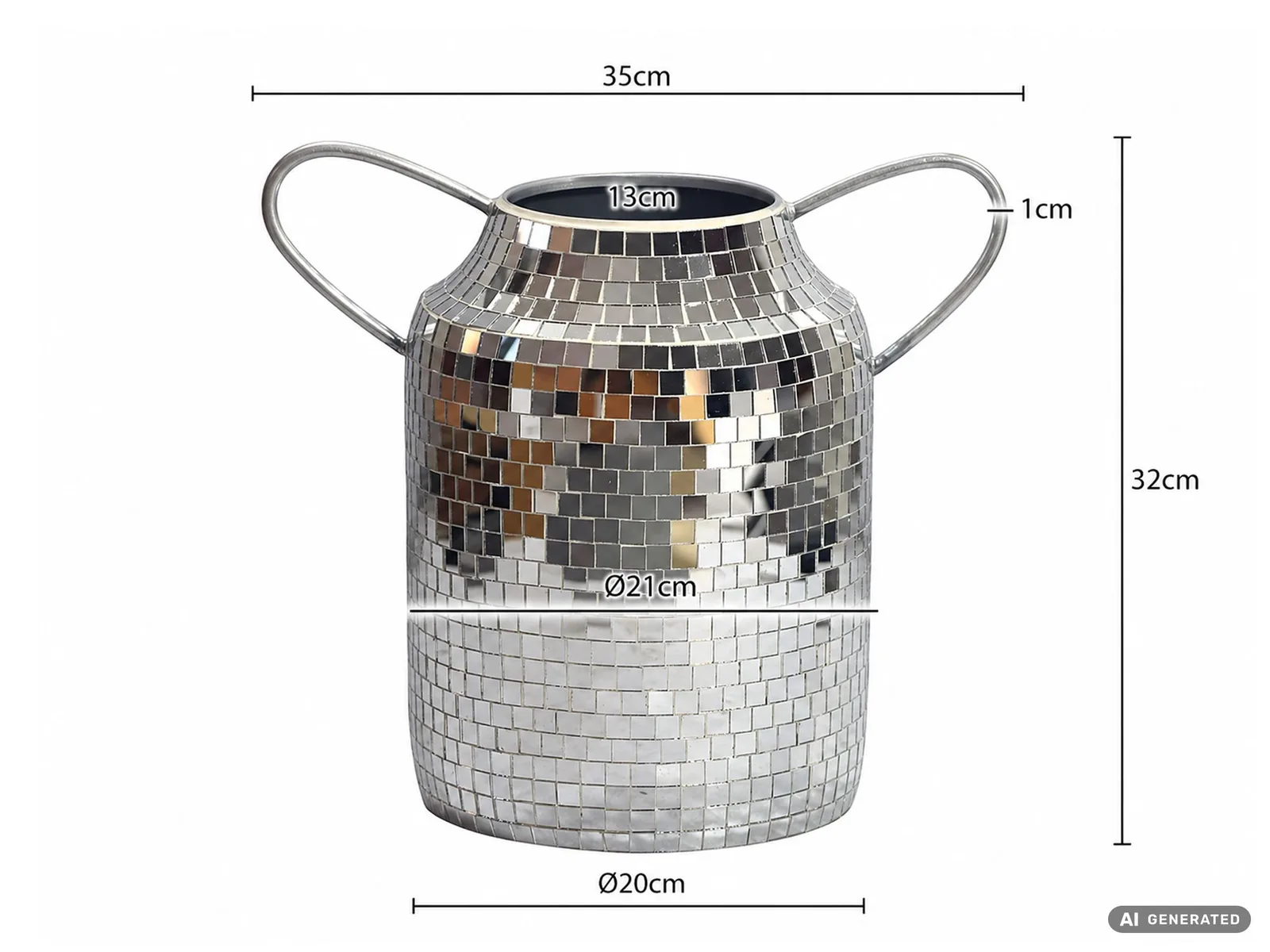 FineBuy Tischvase Aluminium 32cm, 32 cm – für Trockenblumen