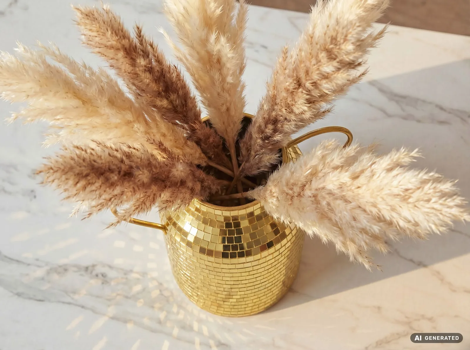 FineBuy Tischvase Aluminium 32cm, 32 cm – für Trockenblumen