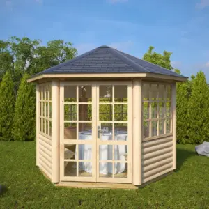 6-Eck-Gartenpavillon “Seattle” 3x3m aus Holz, 3 × 3 m