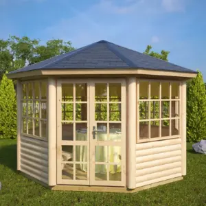 8-Eck-Gartenpavillon “Seattle L” Ø aus Holz, 3 × 3 m