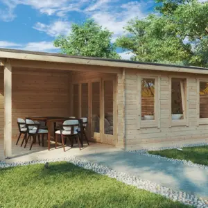 Gartenhaus mit Terrasse “Eva E” 7x3m aus Holz, 7 × 3 m