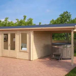 Gartenhaus mit Vordach “Eva D” 7x3m aus Holz, 7 × 3 m