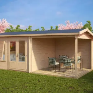 Gartenhaus mit Terrasse “Nora D” 6x3m, 6 × 3 m