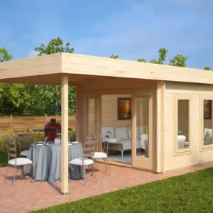 Gartenhaus mit Sonnendach “Jacob E” 7x4m aus Holz, 7 × 4 m