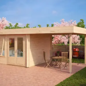 Gartenzimmer mit Vordach “Lucas D” 6x4m aus Holz, 6 × 4 m