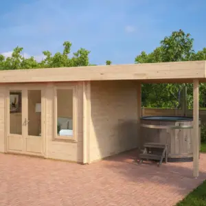 Modernes Gartenhaus mit Vordach “Jacob D” 7x3m aus Holz, 7 × 3 m