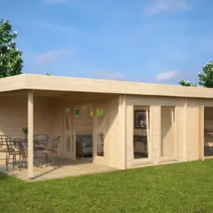 Gartenhaus mit Schuppen und Terrasse “Rio” 9x4m, 9 × 4 m