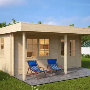 Gartenhaus mit Vordach “Ian C” 5x4m aus Holz, 5 × 4 m