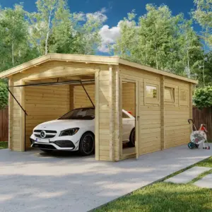Holzgarage mit Schwingtor “Deluxe A” 4x5m, 4 × 5 m