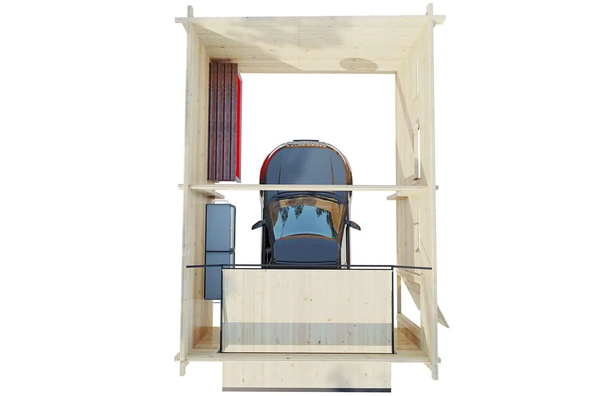 Fertiggarage mit Schwingtor “Deluxe C” 4x6m aus Holz, 4 × 6 m