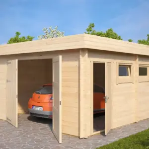 Große Holzgarage “Hansa D” 5x6m, 5 × 6 m