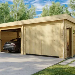 Doppelgarage mit Schwingtor “Deluxe F” 7x6m aus Holz, 7 × 6 m