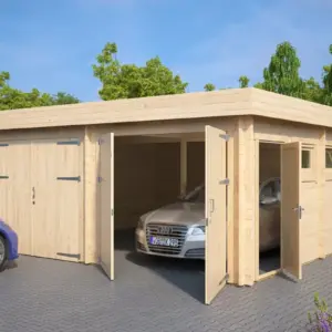 Doppelgarage-Fertiggarage “Hansa F” 6x6m aus Holz, 6 × 6 m