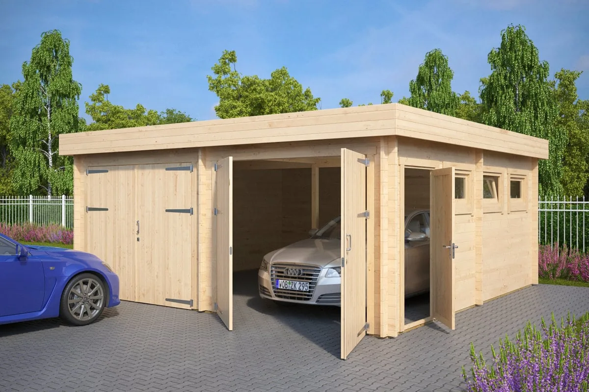 Doppelgarage-Fertiggarage “Hansa F” 6x6m aus Holz, 6 × 6 m