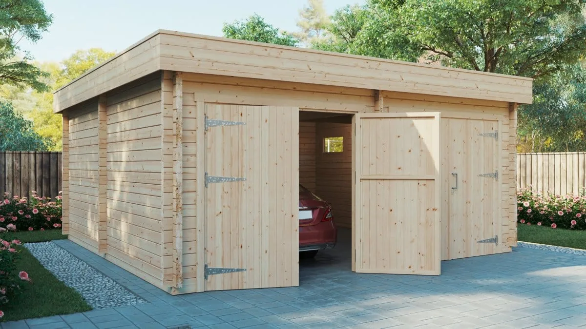 Doppelgarage-Fertiggarage “Hansa F” 6x6m aus Holz, 6 × 6 m