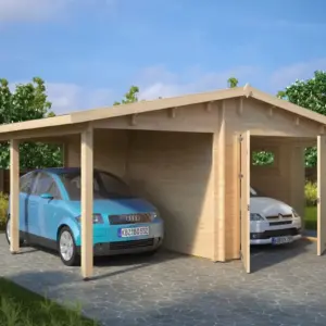 Garage mit Carport “Hansa G” 6x6m aus Holz, 6 × 6 m