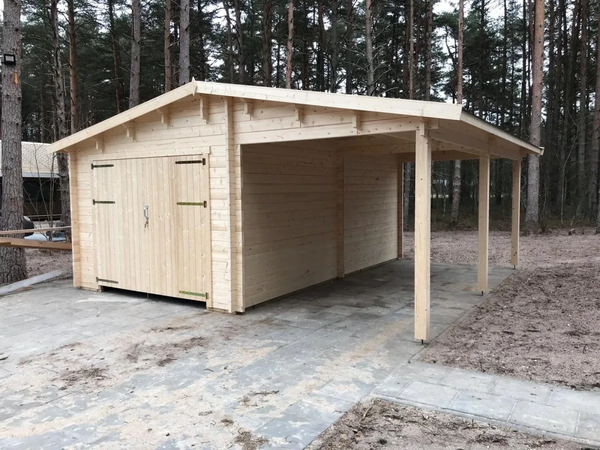 Garage mit Carport “Hansa G” 6x6m aus Holz, 6 × 6 m