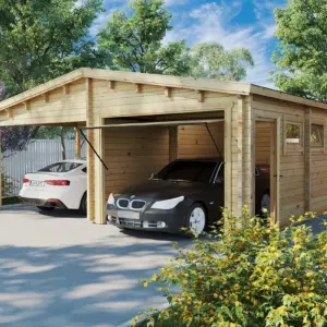 Holzgarage mit Carport “Deluxe G” 7x5m, 7 × 5 m