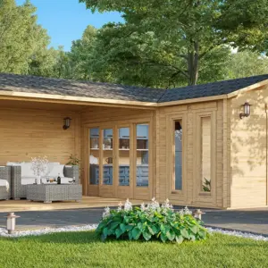 Eck-Gartenhaus “Hansa Corner B” 7x5m aus Holz, 7 × 5 m