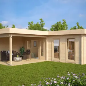 Eck-Gartenhaus “Hansa Deluxe A” 7x7m aus Holz, 7 × 7 m