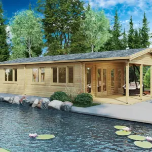 Blockhaus mit Terrasse “Holiday A”, 13 × 6 m