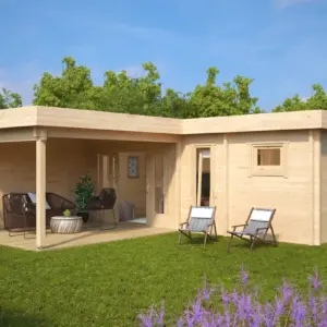Gartenhaus mit Sauna und Terrasse “Hansa A” 7x7m aus Holz, 7 × 7 m
