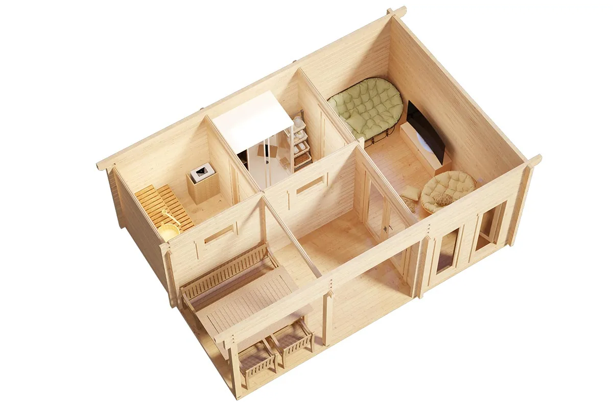 Finnisches Saunahaus “Oliver 1” 6x4m, 6 × 4 m