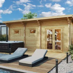 Finnisches Saunahaus mit Terrasse “Oliver 2” 6x2m, 6 × 2 m