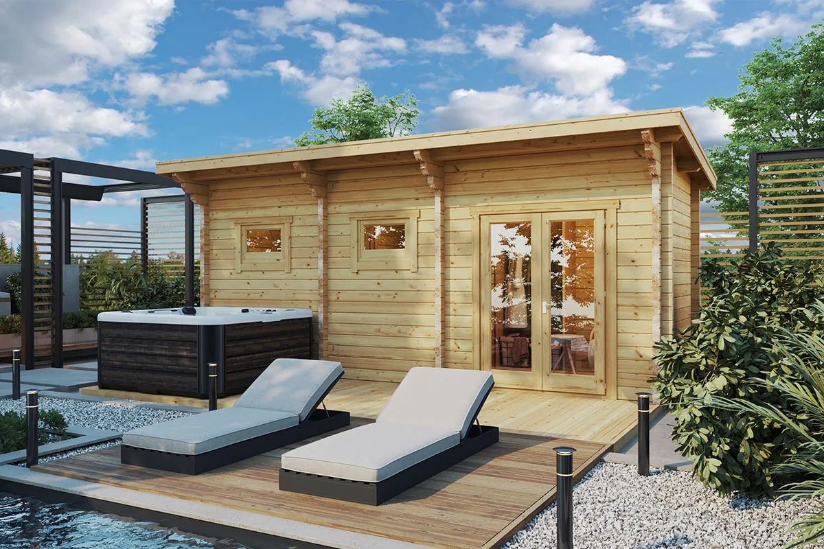 Finnisches Saunahaus mit Terrasse “Oliver 2” 6x2m, 6 × 2 m