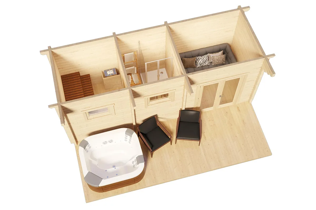 Finnisches Saunahaus mit Terrasse “Oliver 2” 6x2m, 6 × 2 m