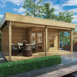 Gartenhaus mit Terrasse & Vordach „Remo 3“ 5x4m, 5 × 4 m