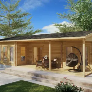 Blockhaus mit Terrasse “Hansa Holiday C” 11x6m aus Holz, 11 × 6 m