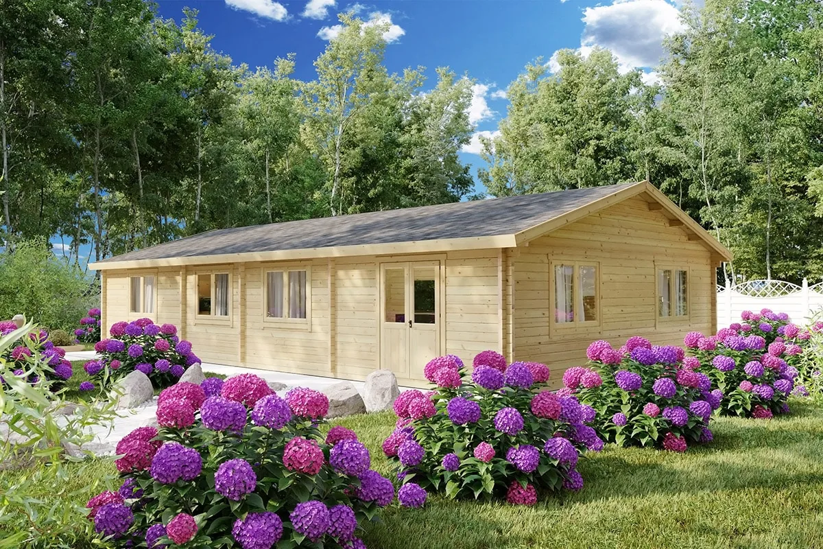 Blockhaus mit drei Schlafzimmern “Hansa Holiday G” 14x8m, 14 × 8 m