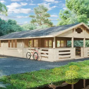 Blockhaus mit zwei Schlafzimmern “Holiday F” 8x13m, 8 × 13 m