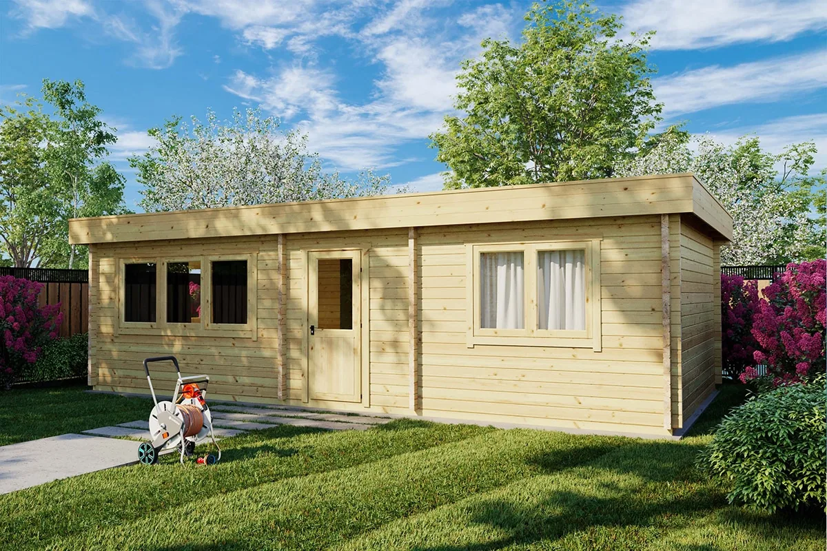 Blockhaus mit einem Schlafzimmer “Holiday I” 9x5m aus Holz, 9 × 5 m