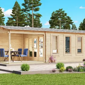 Gartenhaus mit Terrasse & Schuppen “Super Eva E” 9x3m, 9 × 3 m