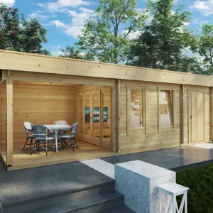 Gartenhaus mit Schuppen & Terrasse “Super Lucas E” 8x4m aus Holz, 8 × 4 m