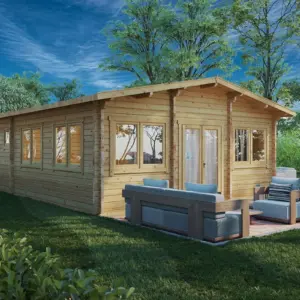 Blockhaus mit zwei Schlafzimmern “Valencia” 6x11m, 6 × 11 m