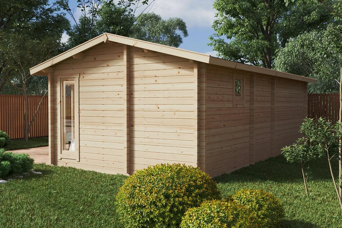 Eck-Blockhaus mit Schlafzimmer “Devon 1” 8x8m, 8 × 8 m