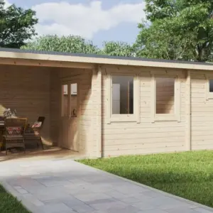 Garten-Saunahaus “Nora” 8x3m aus Holz, 8 × 3 m