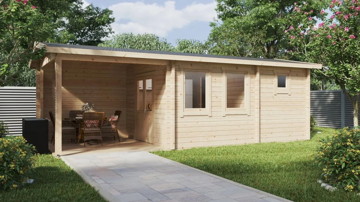 Garten-Saunahaus “Nora” 8x3m aus Holz, 8 × 3 m