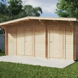 Doppel-Geräteschuppen “Typ A” 5x3m aus Holz, 5 × 3 m