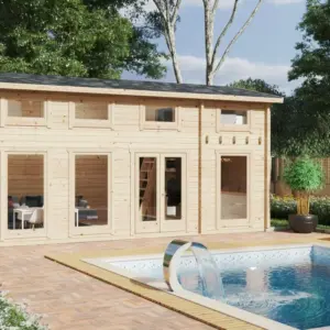 Blockbohlenhaus mit Schlafboden “Schweden B XL” 7x4m aus Holz, 7 × 4 m