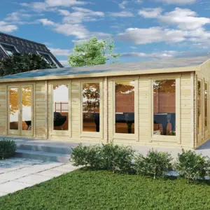 Großes Gartenzimmer „Snooker XL 2“ 8x6m aus Holz, 8 × 6 m