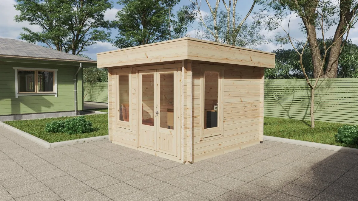 Gartenhaus “Mini-Gartenbüro 2” 3x3m aus Holz, 3 × 3 m