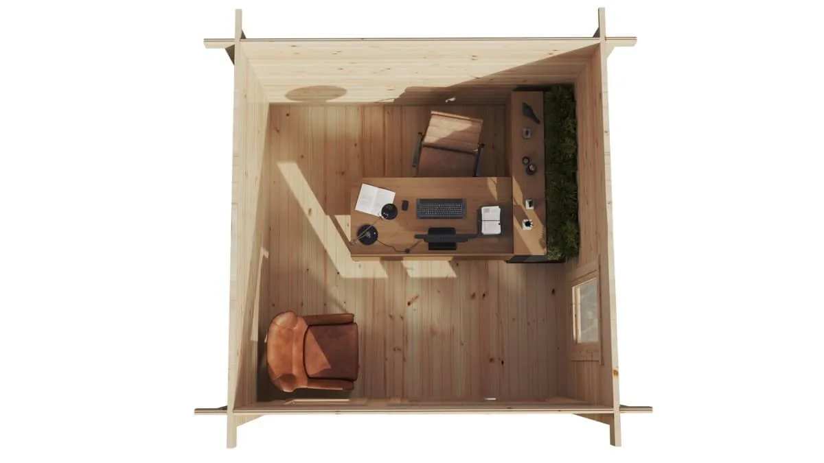 Gartenhaus “Mini-Gartenbüro 2” 3x3m aus Holz, 3 × 3 m