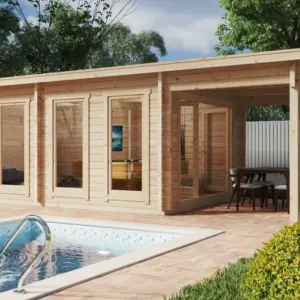 Großes Gartenhaus mit Vordach “David 1” 8x4m aus Holz, 8 × 4 m