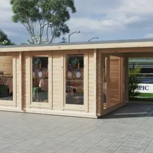 Großes Gartenzimmer mit Vordach “David 2” 8x4m aus Holz, 8 × 4 m