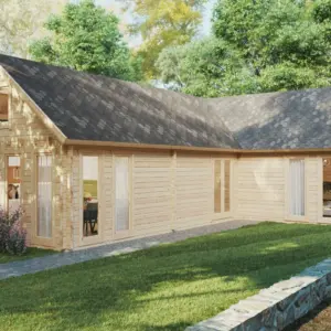 Großes Blockhaus mit Schlafboden “Holiday Max 1” 12x9m, 12 × 9 m